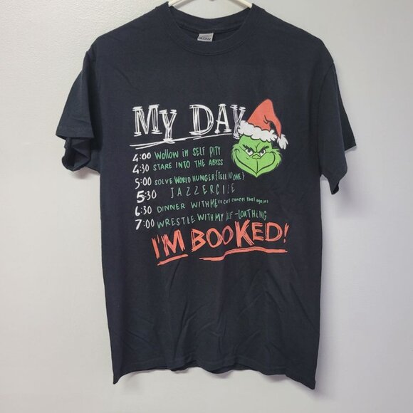 Gildan Grinch Shirt Christmas Schedule Tee Shirt Black Womens Medium My Day - Picture 5 of 5